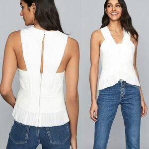 Reiss Ivory Sleeveless Pleated Top